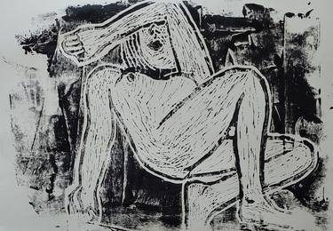 Original Abstract Expressionism Nude Printmaking by Els Driesen