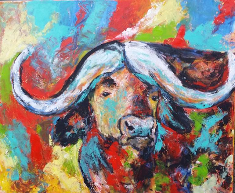 Water buffalo Painting by Els Driesen | Saatchi Art