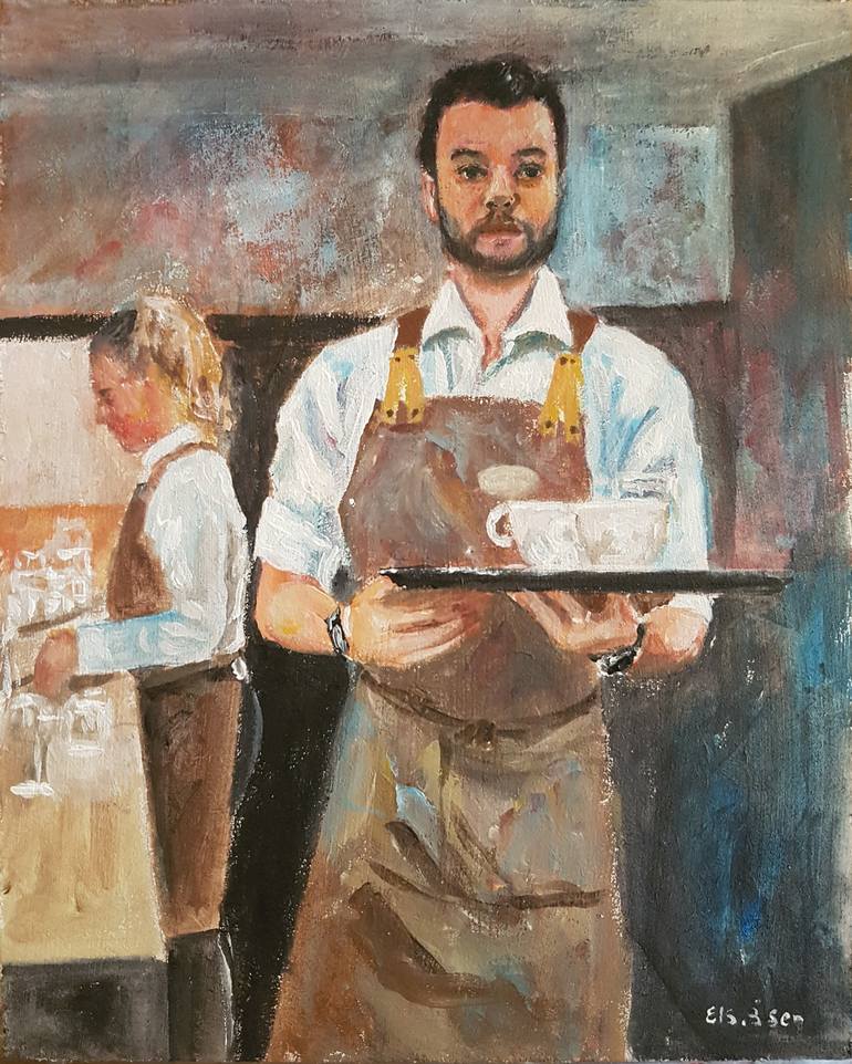 Waiter Painting by Els Driesen | Saatchi Art