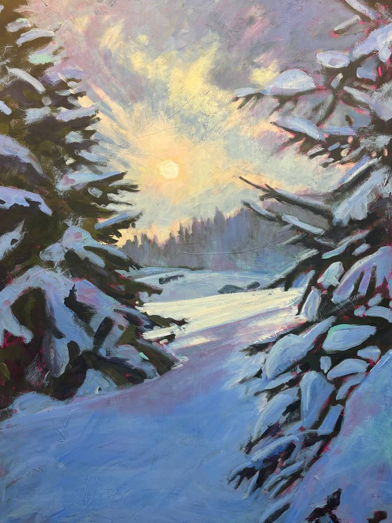 Original Landscape Painting by Holly Friesen  Contemporary Art on Canvas  Midwinter Sun