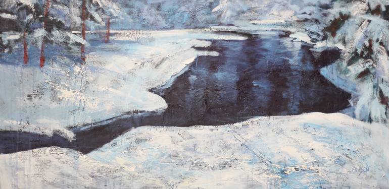 Original Landscape Painting by Holly Friesen  Impressionism Art on Canvas  Dark River