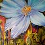 detail painting blue poppy