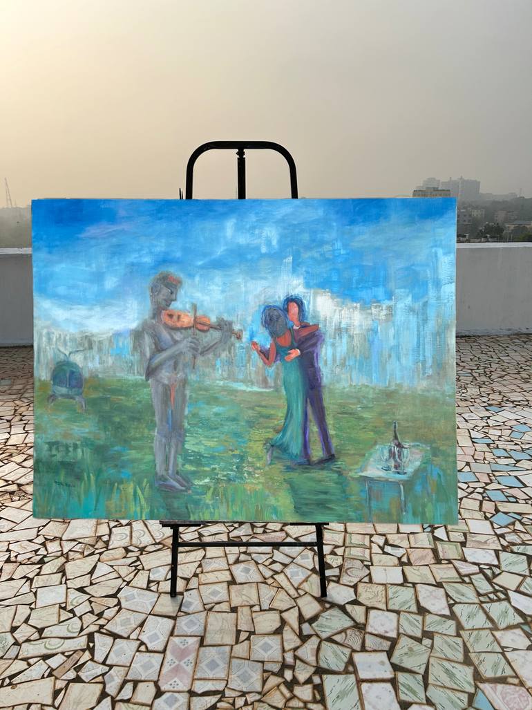 Original Surrealism People Painting by Geeta Yerra