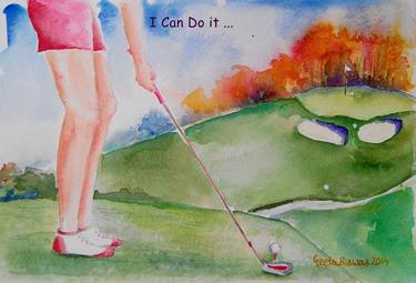 Motivation For Golfer in Watercolor thumb