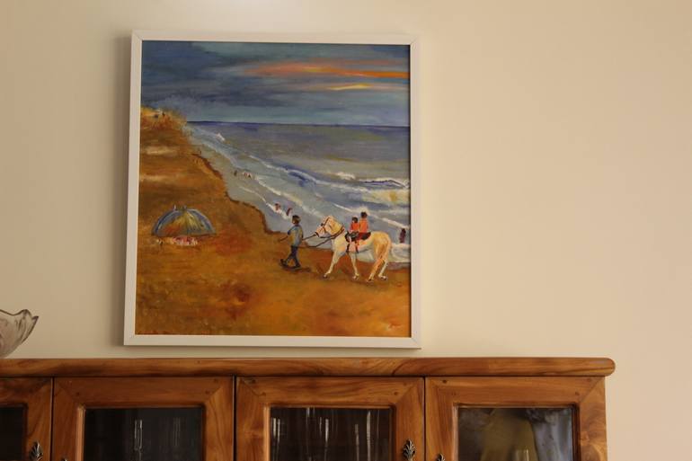 Original Figurative Beach Painting by Geeta Yerra