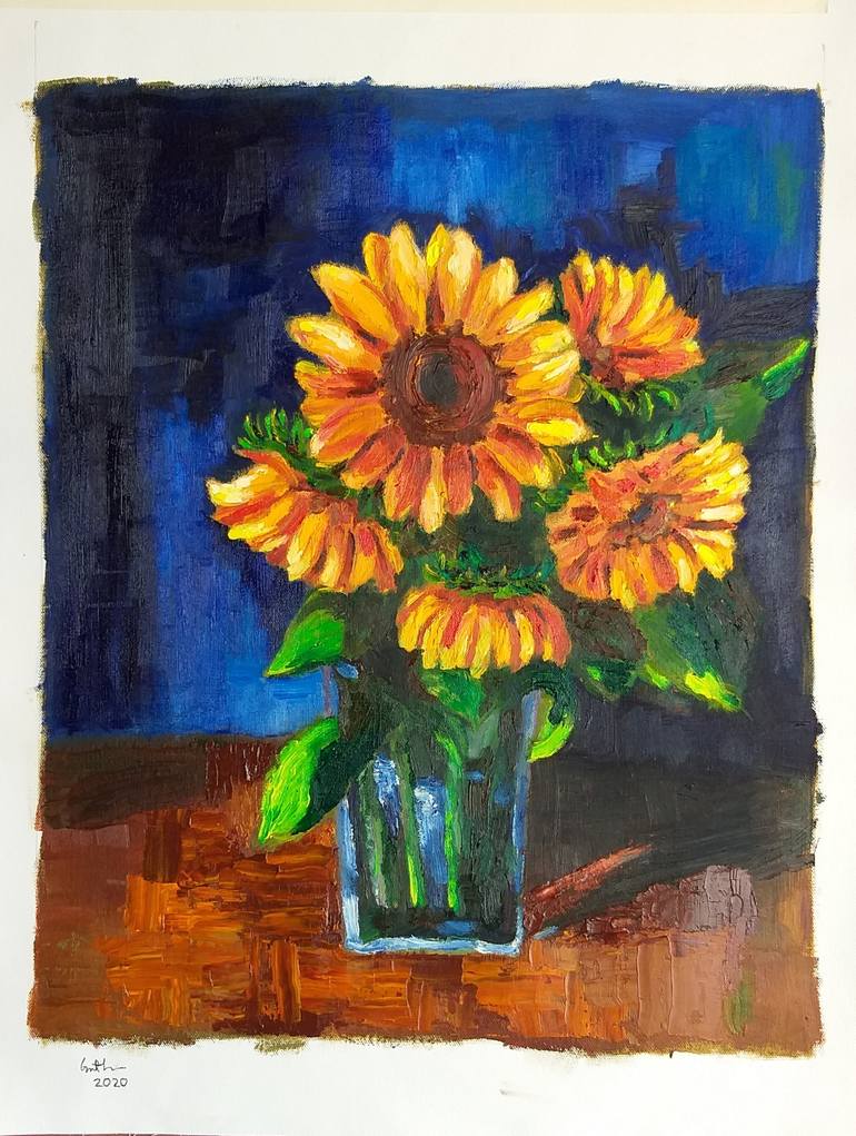 Original Impressionism Floral Painting by Geeta Yerra