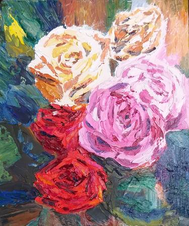 Roses, impasto oil painting thumb