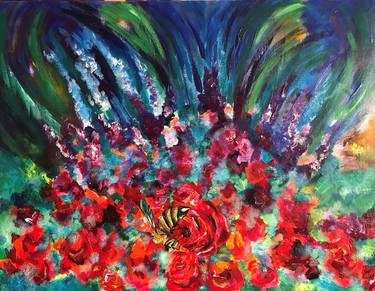 Print of Abstract Expressionism Floral Paintings by Geeta Yerra