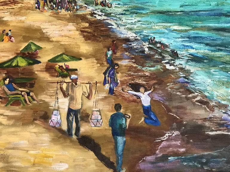 Original Beach Painting by Geeta Yerra