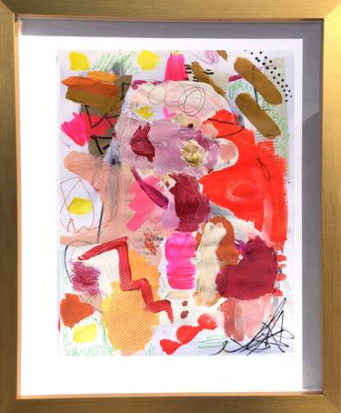 "Found" abstract on paper framed gold thumb