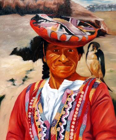 Peruvian Working Woman with Falcon thumb