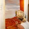 Artist actively painting Bolivia, the Other Hemisphere