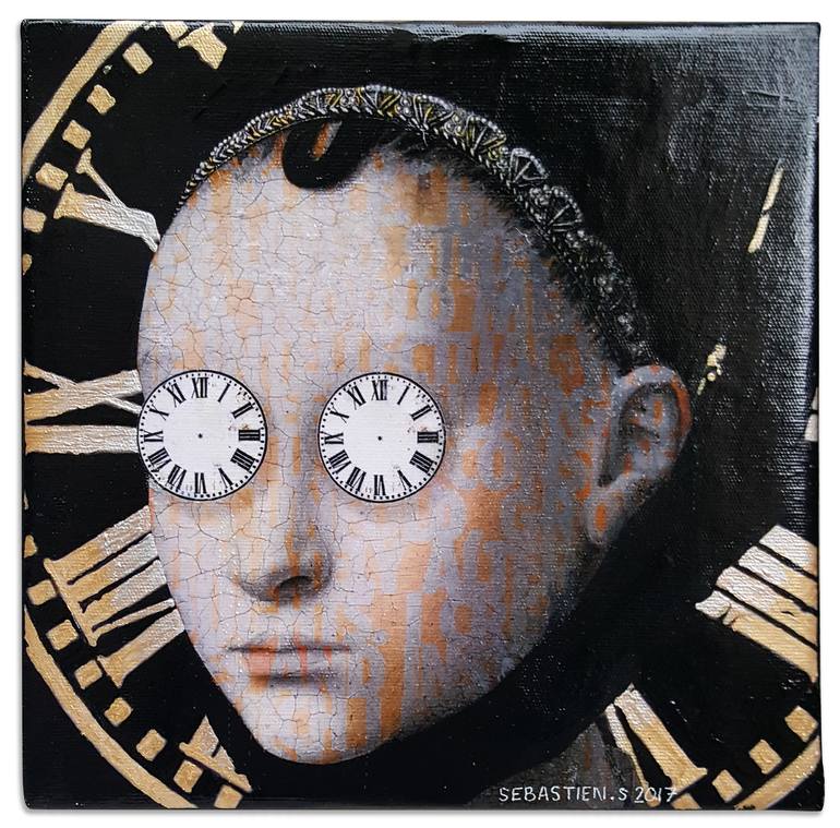 Original Time Painting by Sebastien Shahmiri  Conceptual Art on Canvas  As Time Goes By