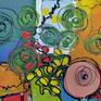 Detail of colors, texture and metal inclusions