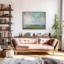 Impressionist pink and yellow-green wall art