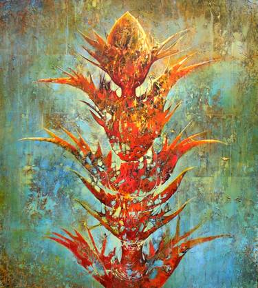 ‎"The Bear's Breeches" © Brian Rolfe 2011. Acrylic, paper, ink & pigments. (Acanthus mollis) Plants of Eden thumb