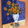 Still life made of several colorful layers of modeling paste, then sanded and carved to reveal underneath layers. This piece is very textured and feels really three dimensional.