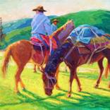Cowboys waiting at Sunrise by Bertram Poole