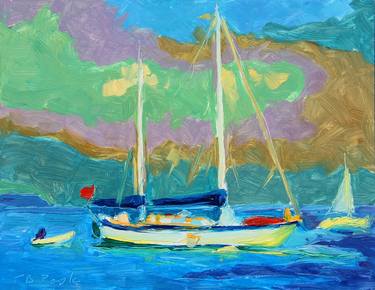 Print of Expressionism Yacht Paintings by Bertram Poole