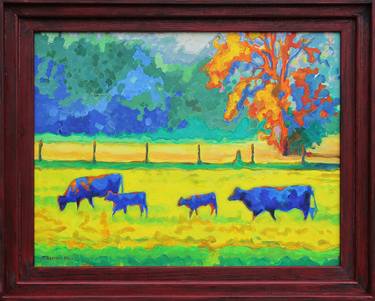 Texas Cows and Calves at Sunset Limited Edition framed print T Bertram Poole 30"x36" - Limited Edition 3 of 100 thumb