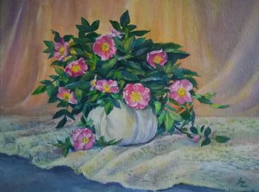 Saatchi Art Artist Anastasia Zabrodina; Paintings, “Rosehip flowers” #art