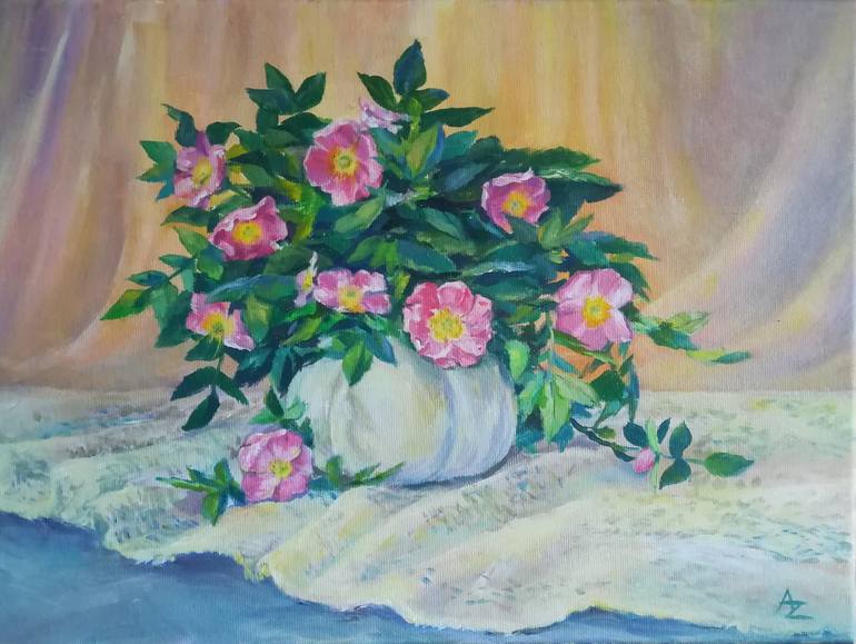 Original Fine Art Floral Painting by Anastasia Zabrodina