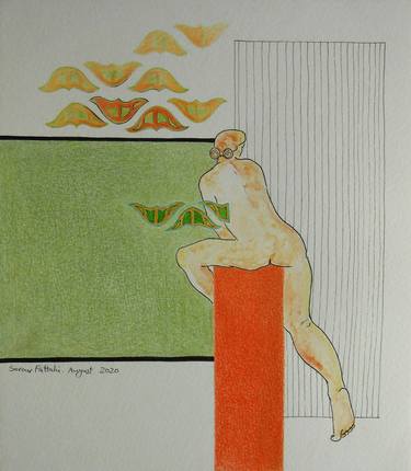 Original Fine Art Nude Mixed Media by Sorour Fattahi