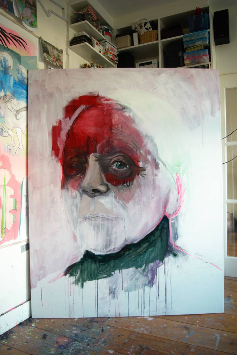 Original Expressionism People Painting by Romy Van Rijckevorsel