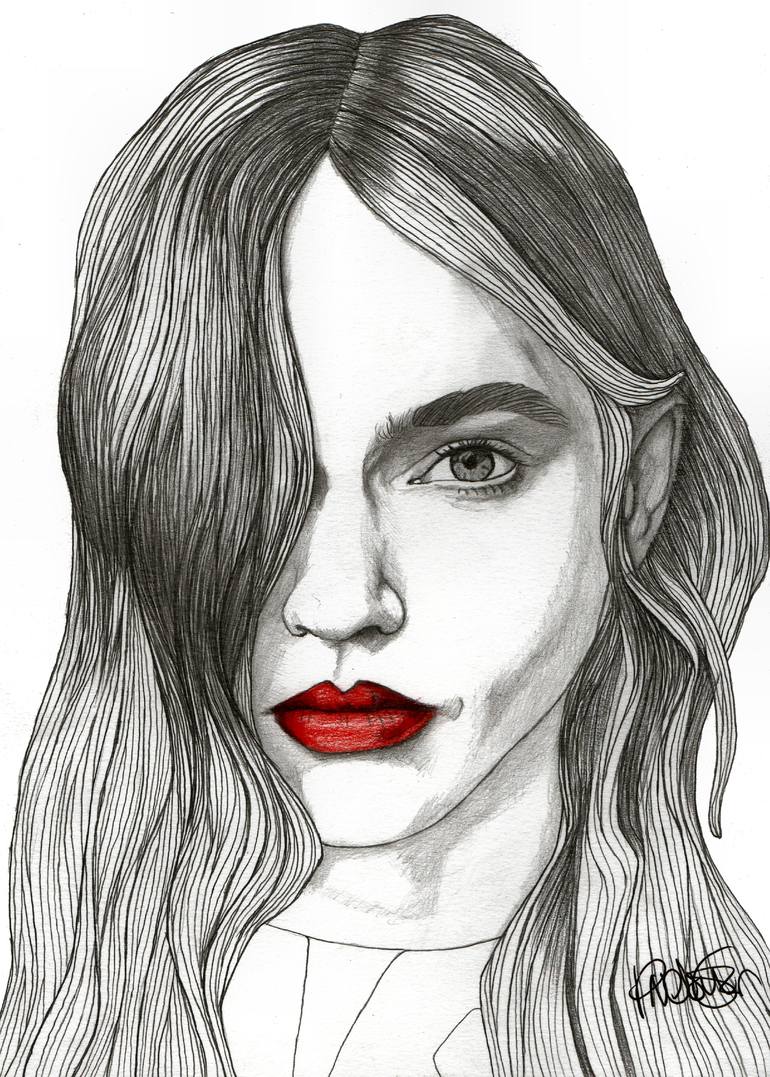 red lips drawing