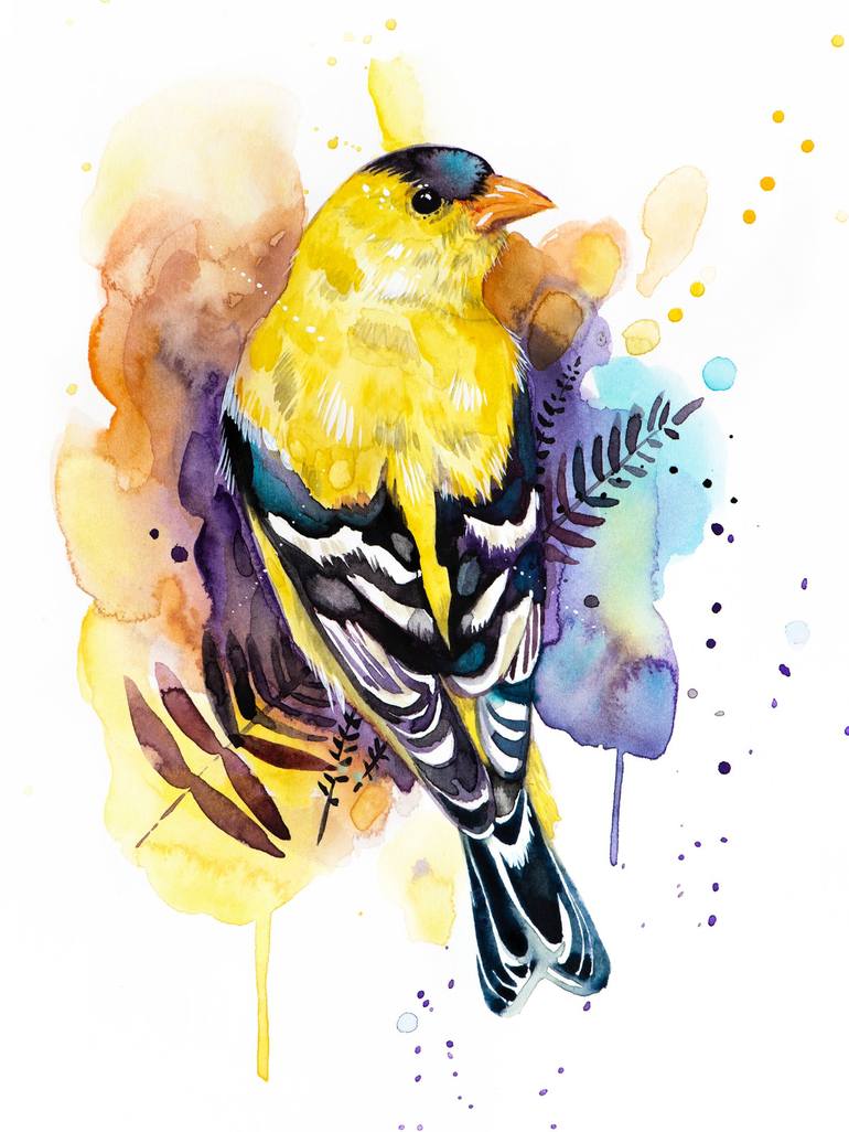 American Goldfinch Painting by Slaveika Aladjova | Saatchi Art