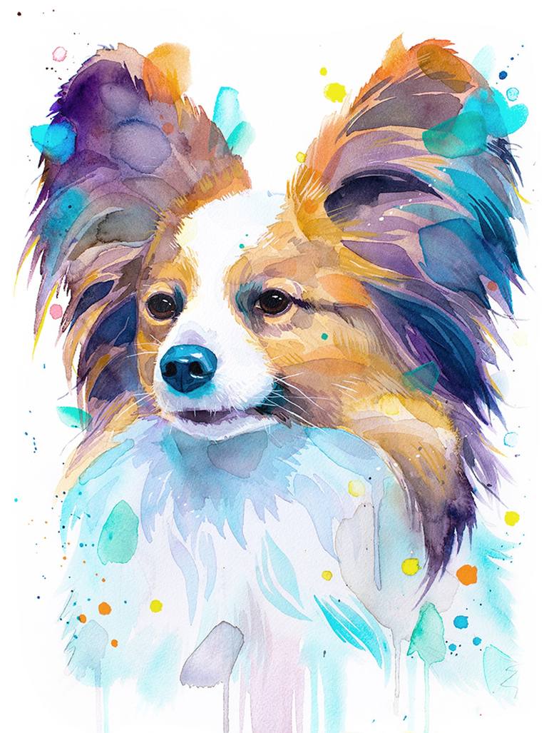 Papillon Dog Painting by Slaveika Aladjova | Saatchi Art