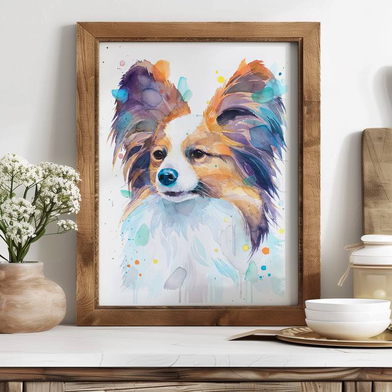Papillon Dog Painting by Slaveika Aladjova | Saatchi Art