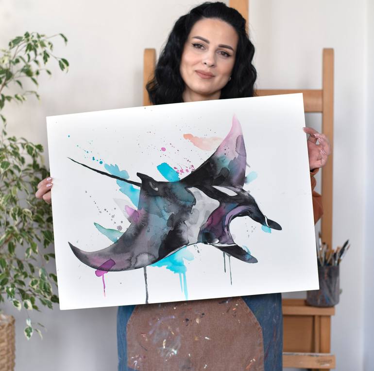 Original Abstract Expressionism Animal Painting by Slaveika Aladjova