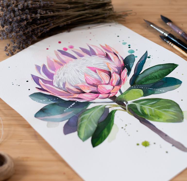 Original Abstract Botanic Painting by Slaveika Aladjova