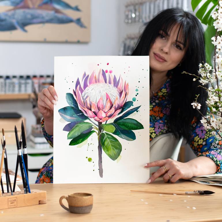 Original Abstract Botanic Painting by Slaveika Aladjova