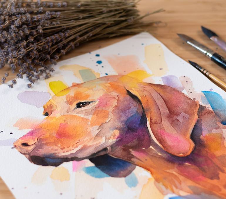 Original Fine Art Dogs Painting by Slaveika Aladjova