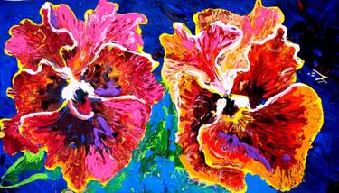 Original Abstract Expressionism Floral Paintings by Shahla Mojarradi