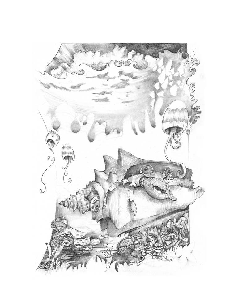 A Sunday On The Ocean Floor Drawing By Nicholas Cook Iii Saatchi Art