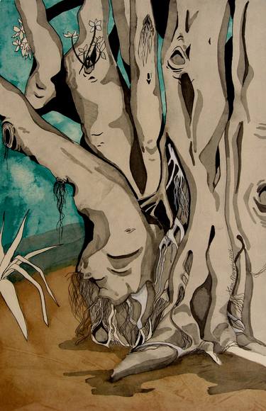 Original Expressionism Tree Drawings by Lisa Murphy