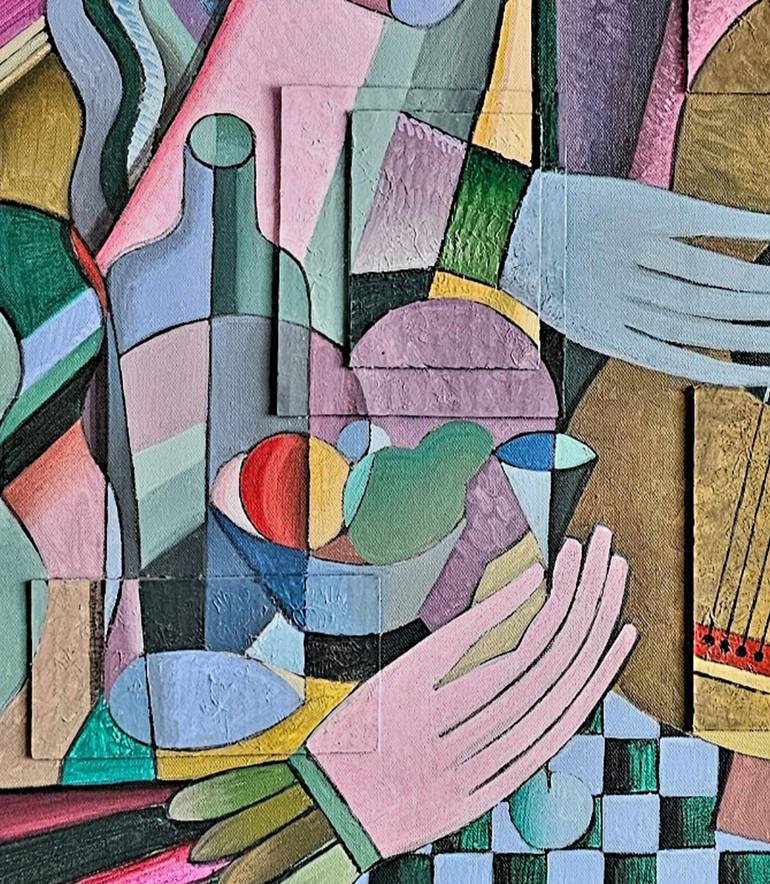 Original Cubism People Painting by Van Hovak