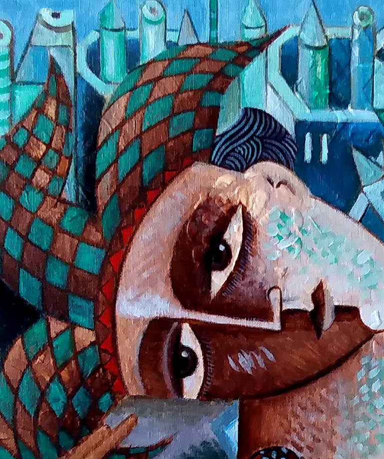 Original Cubism Fantasy Painting by Van Hovak