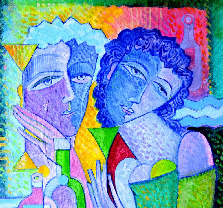 Original Cubism People Mixed Media by Van Hovak