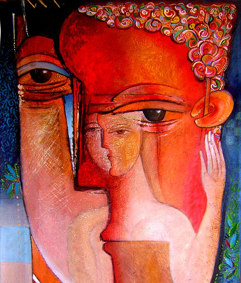 Original Cubism Portrait Mixed Media by Van Hovak