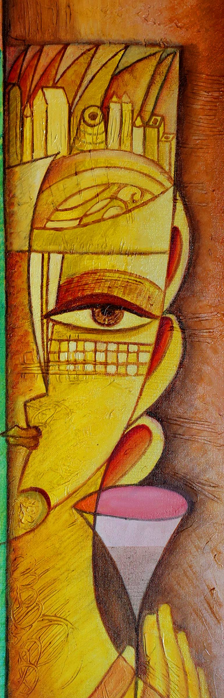 Original Cubism Portrait Painting by Van Hovak