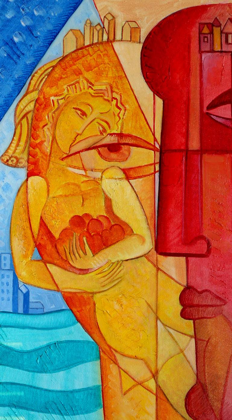 Original Cubism People Painting by Van Hovak