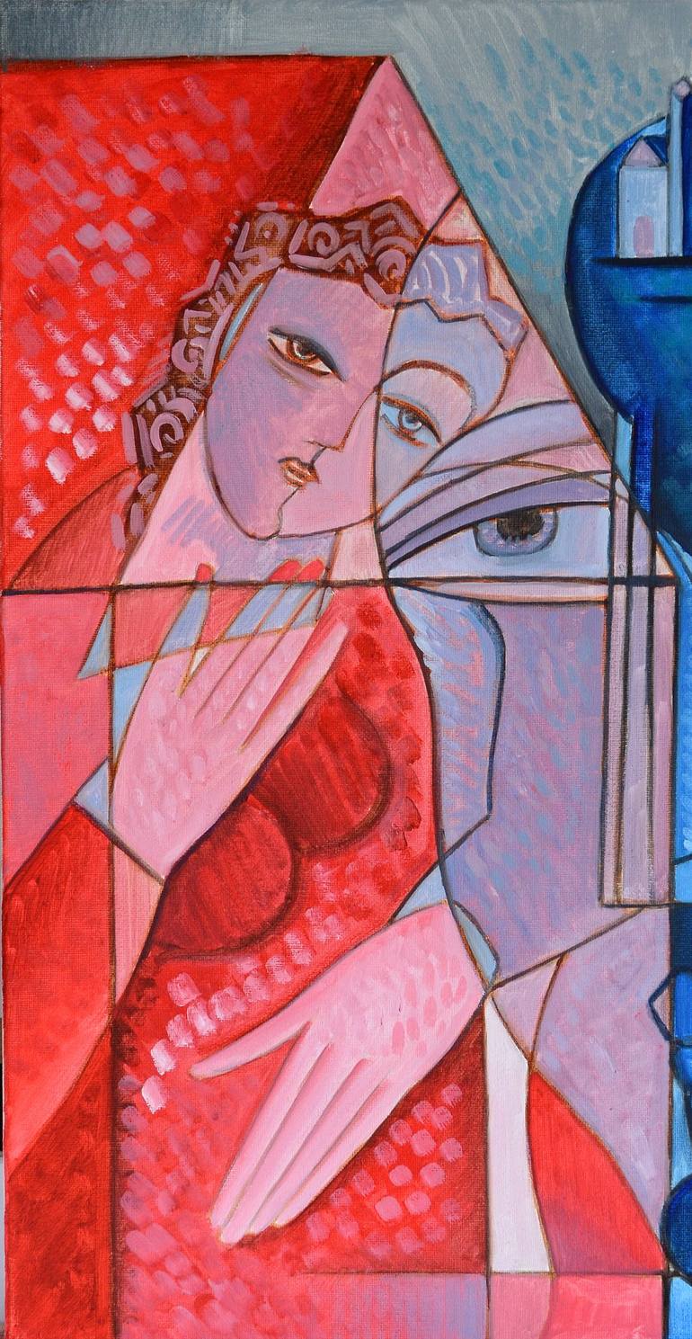 Original Cubism Portrait Mixed Media by Van Hovak