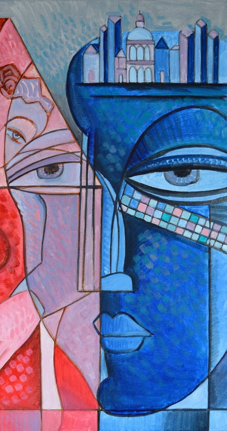 Original Cubism Portrait Mixed Media by Van Hovak