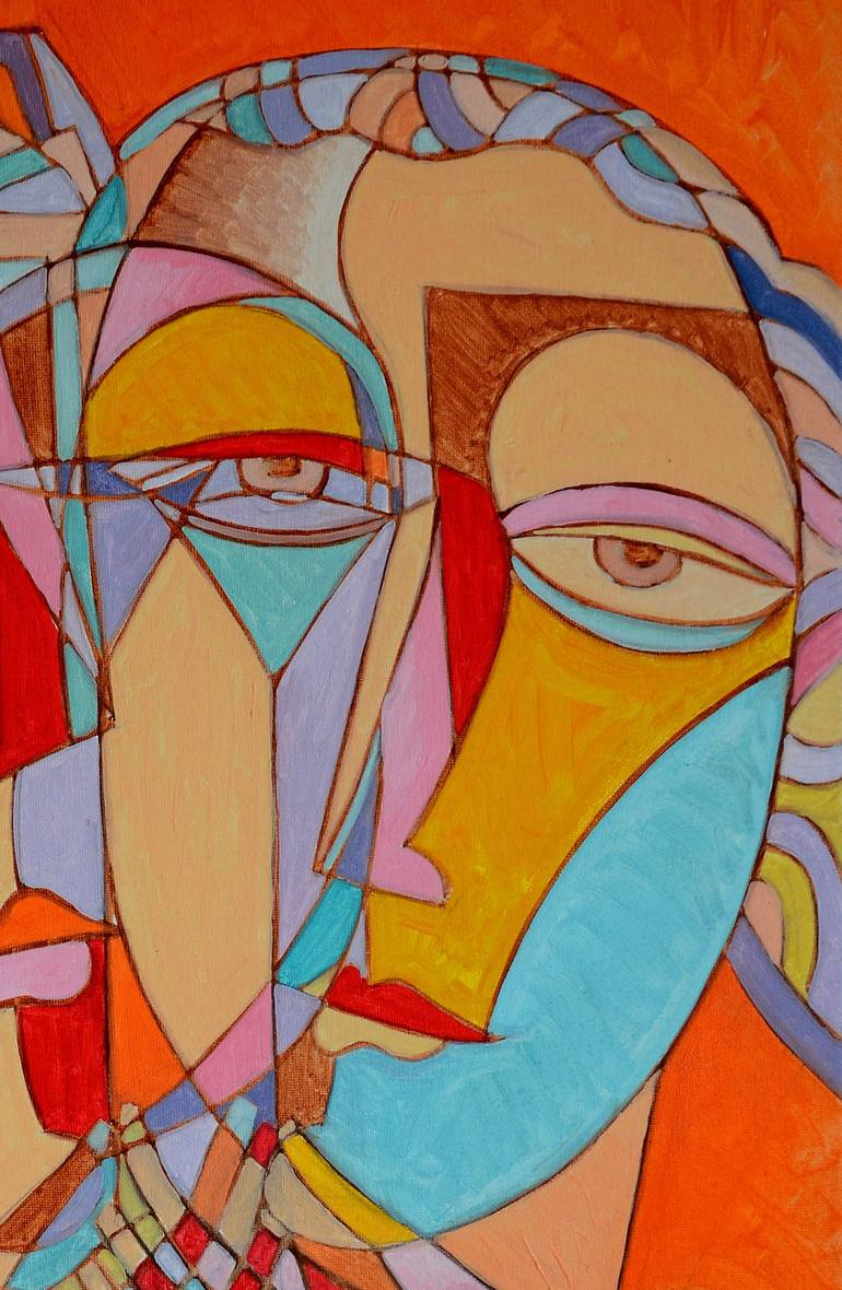 Original Cubism Portrait Painting by Van Hovak