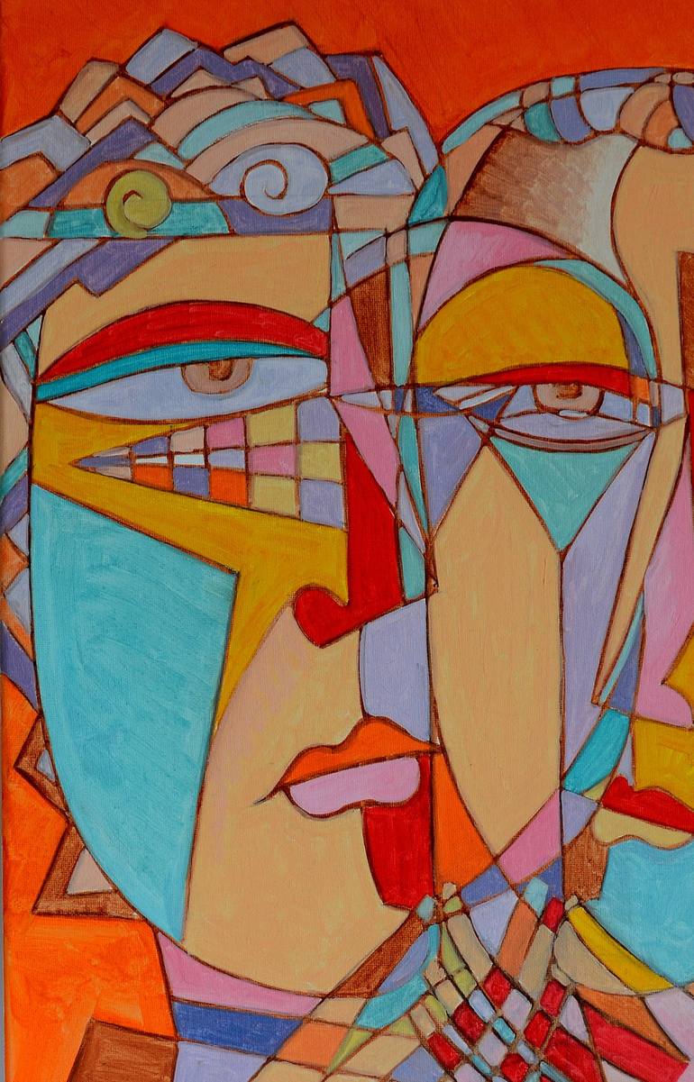 Original Cubism Portrait Painting by Van Hovak