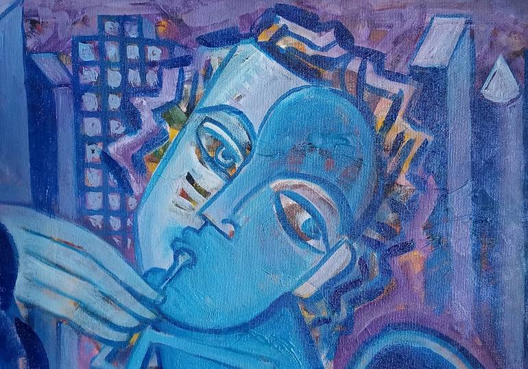 Original Cubism People Painting by Van Hovak